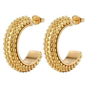 Luxurious Gold Textured Hoop Earrings